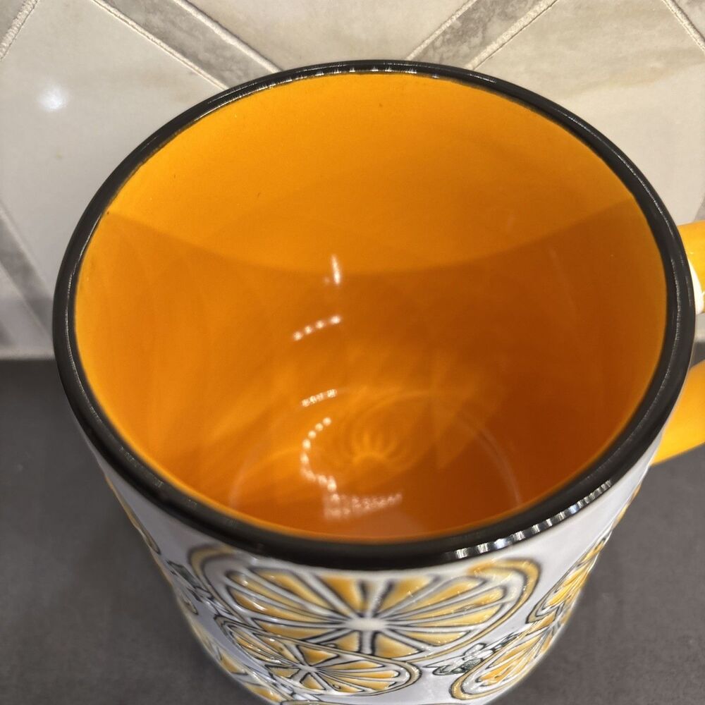Spectrum Designz Orange Ceramic Mug Black Rim & Orange Inside Rim Coffee Tea - Picture 4 of 7